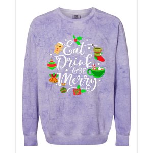 Eat Drink and Be Merry Cute Christmas Lights Xmas Colorblast Crewneck Sweatshirt