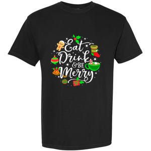 Eat Drink and Be Merry Cute Christmas Lights Xmas Garment-Dyed Heavyweight T-Shirt