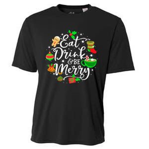 Eat Drink and Be Merry Cute Christmas Lights Xmas Cooling Performance Crew T-Shirt