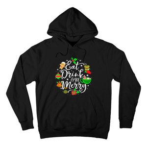 Eat Drink and Be Merry Cute Christmas Lights Xmas Hoodie