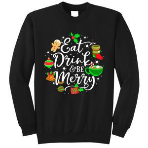 Eat Drink and Be Merry Cute Christmas Lights Xmas Sweatshirt