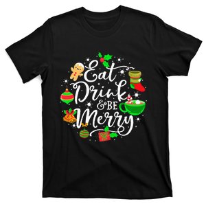 Eat Drink and Be Merry Cute Christmas Lights Xmas T-Shirt