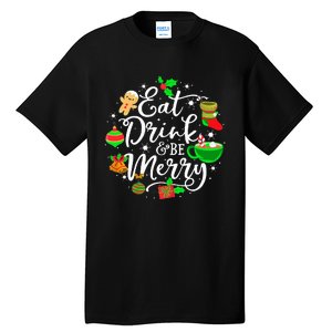 Eat Drink and Be Merry Cute Christmas Lights Xmas Tall T-Shirt