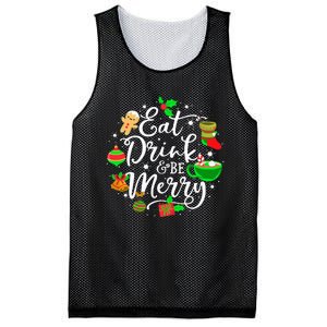 Eat Drink and Be Merry Cute Christmas Lights Xmas Mesh Reversible Basketball Jersey Tank