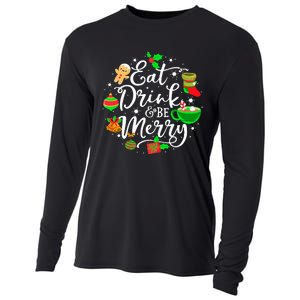 Eat Drink and Be Merry Cute Christmas Lights Xmas Cooling Performance Long Sleeve Crew