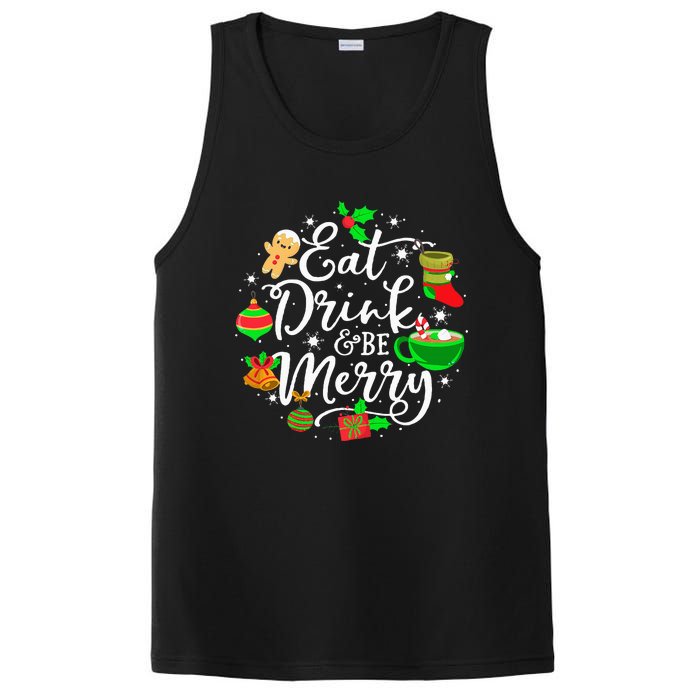 Eat Drink and Be Merry Cute Christmas Lights Xmas PosiCharge Competitor Tank