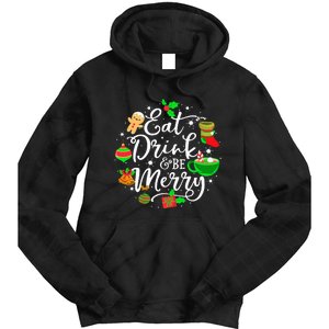 Eat Drink and Be Merry Cute Christmas Lights Xmas Tie Dye Hoodie