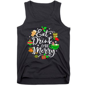 Eat Drink and Be Merry Cute Christmas Lights Xmas Tank Top