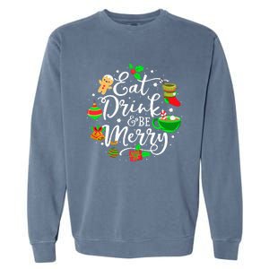 Eat Drink and Be Merry Cute Christmas Lights Xmas Garment-Dyed Sweatshirt