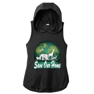 Earth Day Animals Wildlife Conservation Save Our Home Funny Gift Cute Gift Ladies PosiCharge Tri-Blend Wicking Draft Hoodie Tank