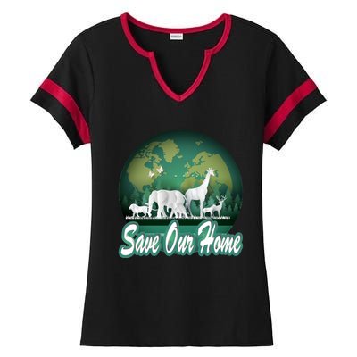 Earth Day Animals Wildlife Conservation Save Our Home Funny Gift Cute Gift Ladies Halftime Notch Neck Tee