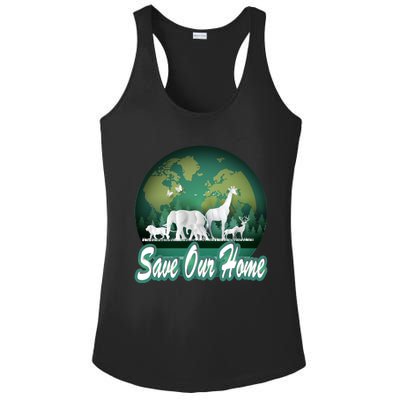 Earth Day Animals Wildlife Conservation Save Our Home Funny Gift Cute Gift Ladies PosiCharge Competitor Racerback Tank