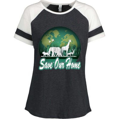 Earth Day Animals Wildlife Conservation Save Our Home Funny Gift Cute Gift Enza Ladies Jersey Colorblock Tee