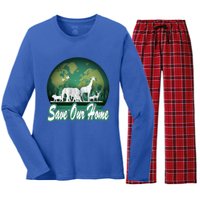 Earth Day Animals Wildlife Conservation Save Our Home Funny Gift Cute Gift Women's Long Sleeve Flannel Pajama Set 