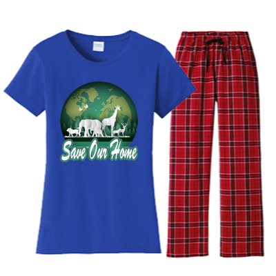 Earth Day Animals Wildlife Conservation Save Our Home Funny Gift Cute Gift Women's Flannel Pajama Set