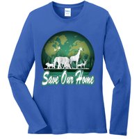 Earth Day Animals Wildlife Conservation Save Our Home Funny Gift Cute Gift Ladies Long Sleeve Shirt