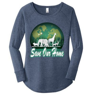 Earth Day Animals Wildlife Conservation Save Our Home Funny Gift Cute Gift Women's Perfect Tri Tunic Long Sleeve Shirt