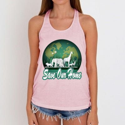 Earth Day Animals Wildlife Conservation Save Our Home Funny Gift Cute Gift Women's Knotted Racerback Tank