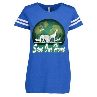 Earth Day Animals Wildlife Conservation Save Our Home Funny Gift Cute Gift Enza Ladies Jersey Football T-Shirt