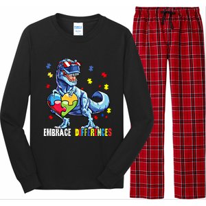 Embrace Differences Asd Spectrum Dinosaur Autism Awareness Gift Long Sleeve Pajama Set