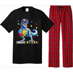 Embrace Differences Asd Spectrum Dinosaur Autism Awareness Gift Pajama Set