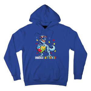 Embrace Differences Asd Spectrum Dinosaur Autism Awareness Gift Hoodie