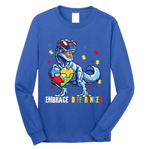 Embrace Differences Asd Spectrum Dinosaur Autism Awareness Gift Long Sleeve Shirt