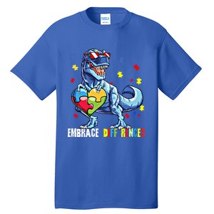 Embrace Differences Asd Spectrum Dinosaur Autism Awareness Gift Tall T-Shirt