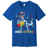 Embrace Differences Asd Spectrum Dinosaur Autism Awareness Gift Premium T-Shirt