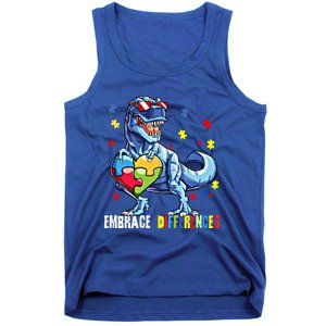 Embrace Differences Asd Spectrum Dinosaur Autism Awareness Gift Tank Top