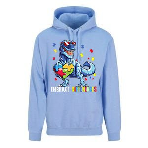 Embrace Differences Asd Spectrum Dinosaur Autism Awareness Gift Unisex Surf Hoodie