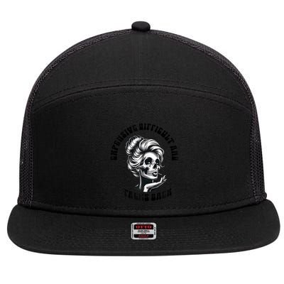 Expensive Difficult And Talks Back Messy Bun Mothers Day 7 Panel Mesh Trucker Snapback Hat