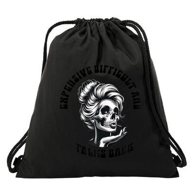 Expensive Difficult And Talks Back Messy Bun Mothers Day Drawstring Bag