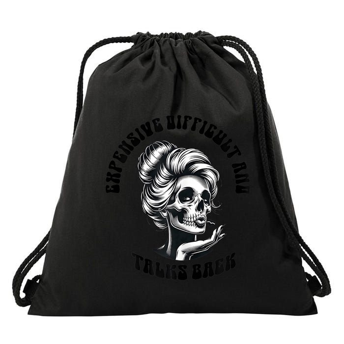 Expensive Difficult And Talks Back Messy Bun Mothers Day Drawstring Bag