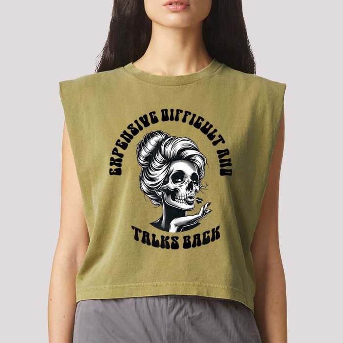 Expensive Difficult And Talks Back Messy Bun Mothers Day Garment-Dyed Women's Muscle Tee