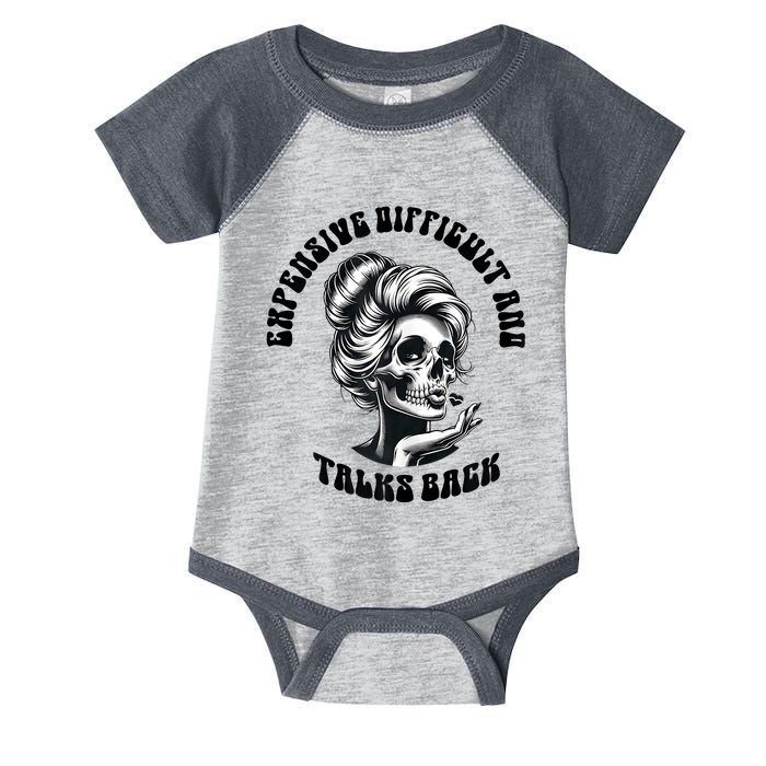 Expensive Difficult And Talks Back Messy Bun Mothers Day Infant Baby Jersey Bodysuit