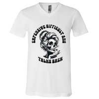 Expensive Difficult And Talks Back Messy Bun Mothers Day V-Neck T-Shirt