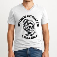 Expensive Difficult And Talks Back Messy Bun Mothers Day V-Neck T-Shirt