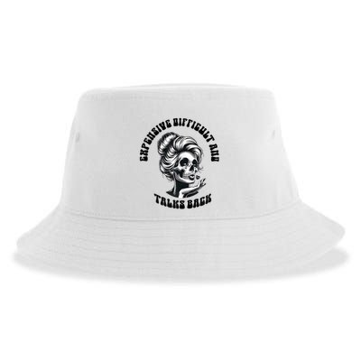 Expensive Difficult And Talks Back Messy Bun Mothers Day Sustainable Bucket Hat