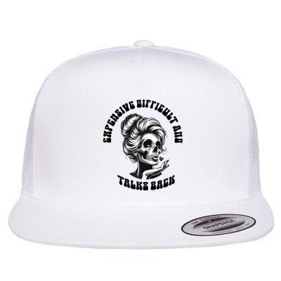 Expensive Difficult And Talks Back Messy Bun Mothers Day Flat Bill Trucker Hat