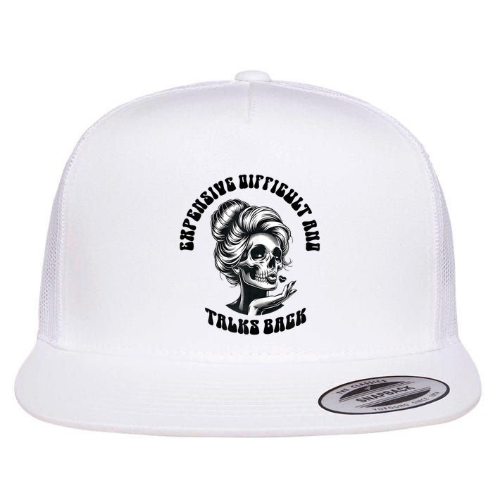 Expensive Difficult And Talks Back Messy Bun Mothers Day Flat Bill Trucker Hat