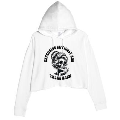 Expensive Difficult And Talks Back Messy Bun Mothers Day Crop Fleece Hoodie