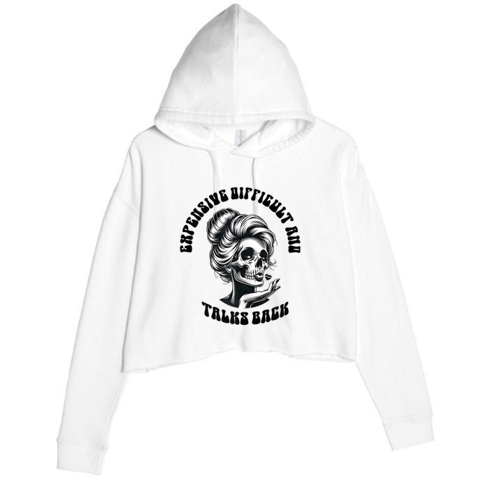 Expensive Difficult And Talks Back Messy Bun Mothers Day Crop Fleece Hoodie
