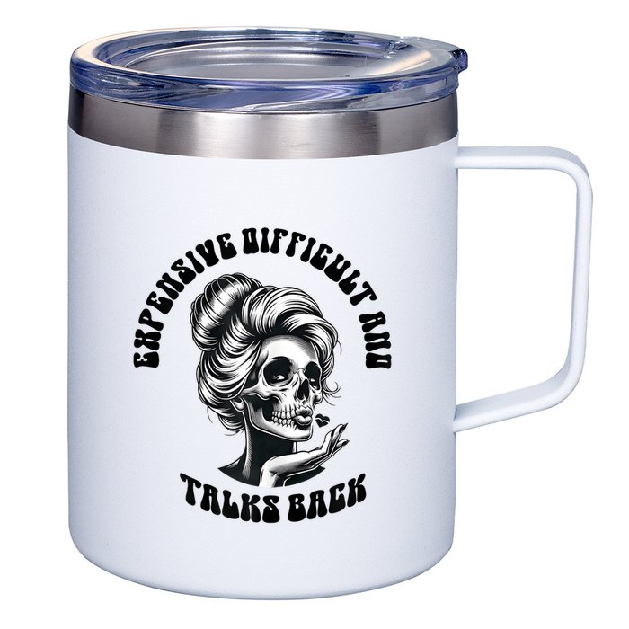 Expensive Difficult And Talks Back Messy Bun Mothers Day 12oz Stainless Steel Coffee Mug
