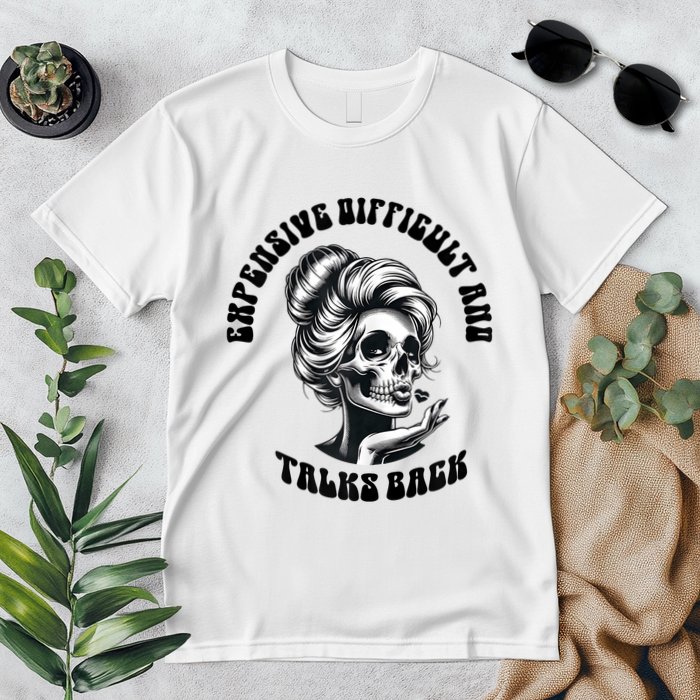Expensive Difficult And Talks Back Messy Bun Mothers Day Premium T-Shirt