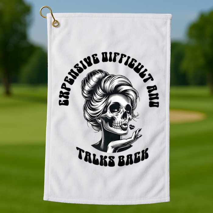 Expensive Difficult And Talks Back Messy Bun Mothers Day Golf Towel