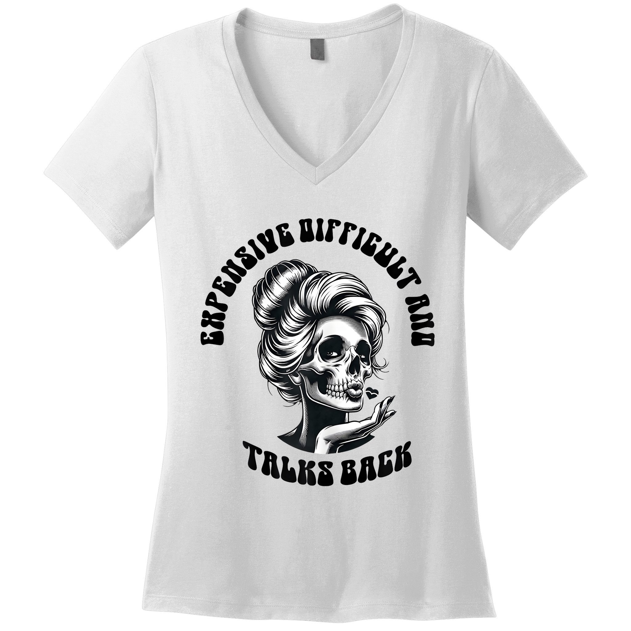 Expensive Difficult And Talks Back Messy Bun Mothers Day Women's V-Neck T-Shirt