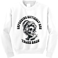 Expensive Difficult And Talks Back Messy Bun Mothers Day Kids Sweatshirt