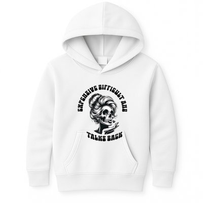 Expensive Difficult And Talks Back Messy Bun Mothers Day Kids Hoodie