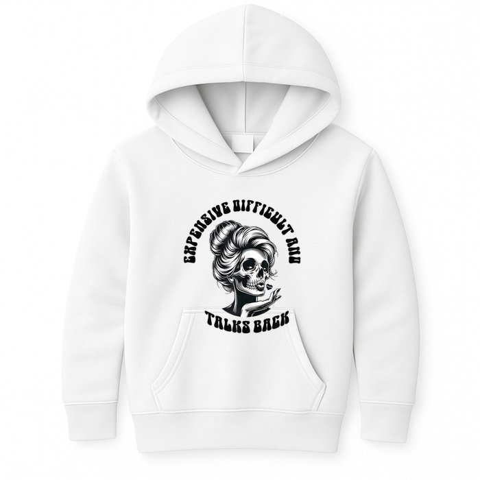 Expensive Difficult And Talks Back Messy Bun Mothers Day Kids Hoodie